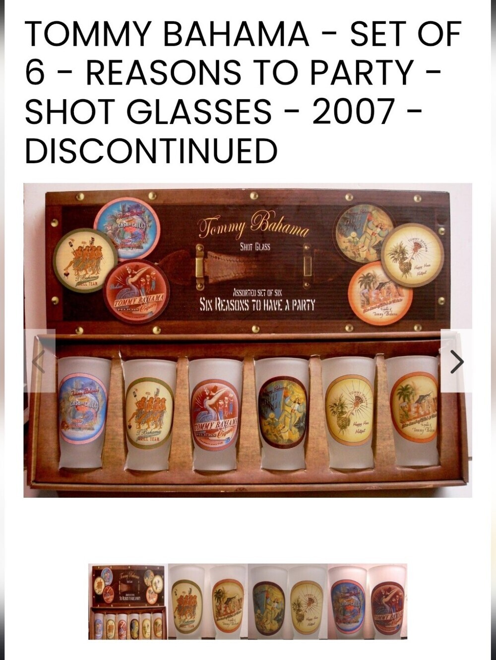 Tommy Bahama Retired Decorative Brown Travel-Style Shot Glass Set Of 6